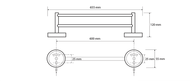 X-ROUND BLACK podwójny wieszak na ręczniki (XB401)