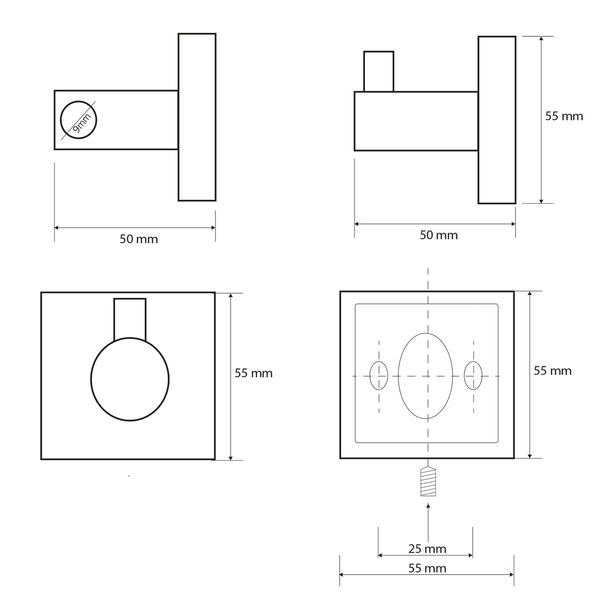 X-SQUARE wieszak chromowany, kwadratowy