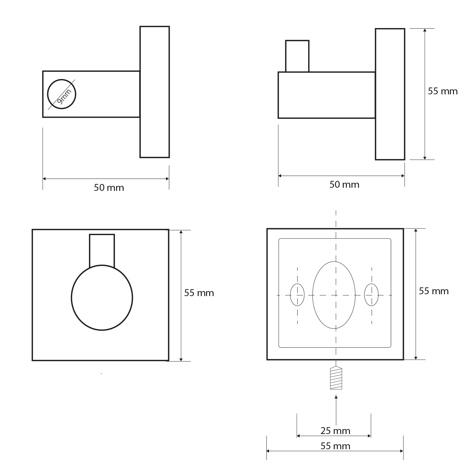 X-SQUARE wieszak chromowany, kwadratowy