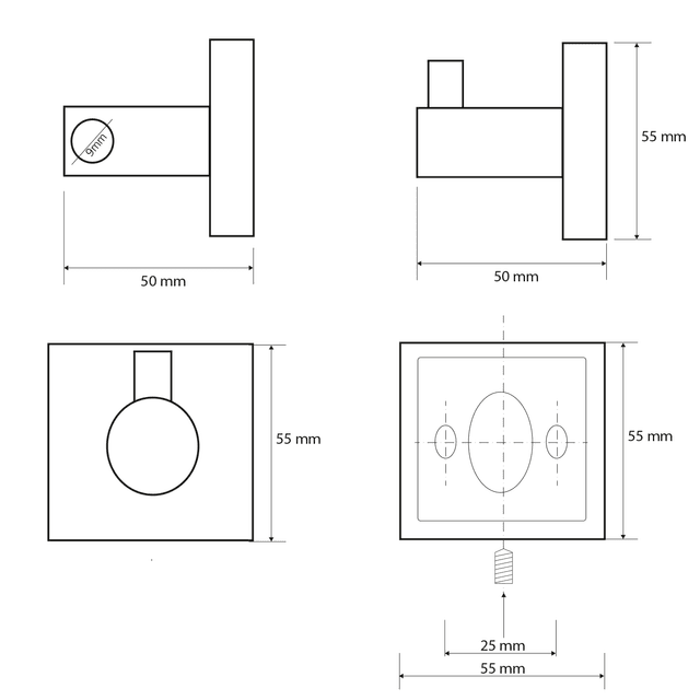 X-SQUARE wieszak chromowany, kwadratowy