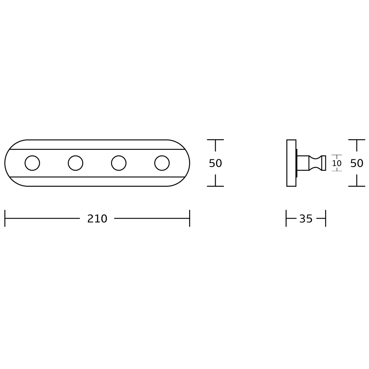 SAMBA wieszak poczwórny, 140 mm rozstaw śrub