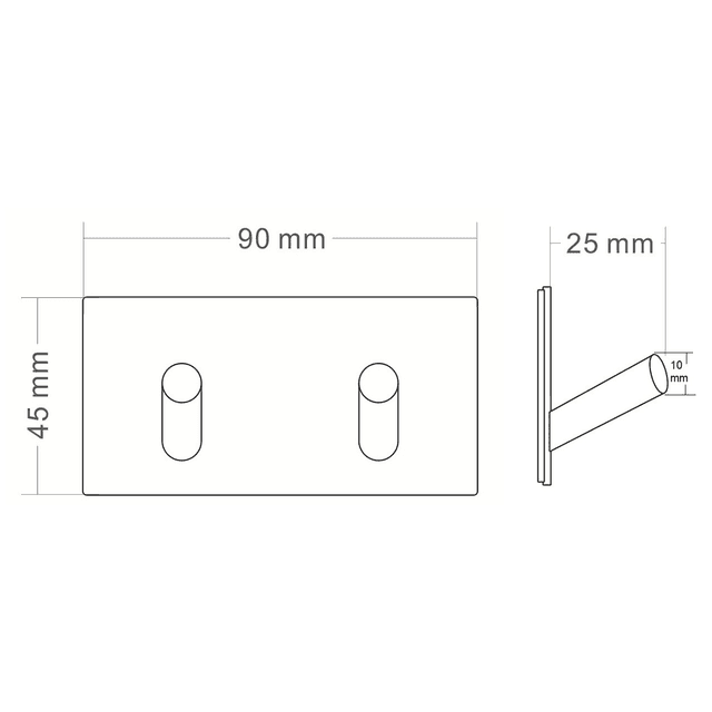Podwójny haczyk samoprzylepny, stal nierdzewna szczotkowana