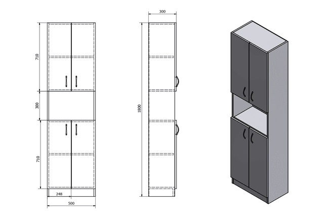 SIMPLEX ECO wysokoskrzyniowa szafka łazienkowa 50x180x30cm