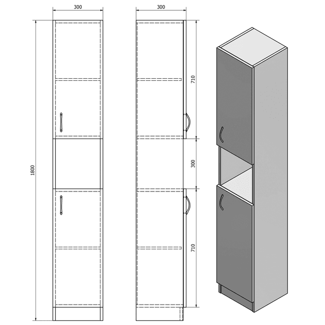 SIMPLEX ECO wysoka szafka łazienkowa 30x180x30 cm