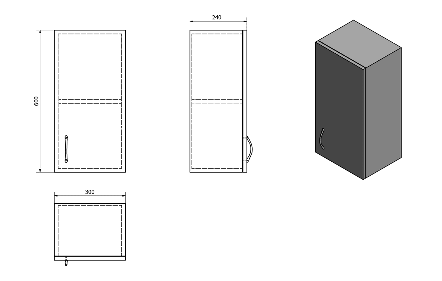 SIMPLEX ECO szafka wisząca 30x60x24 cm z białego laminatu