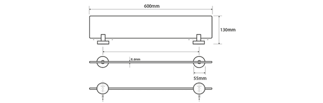 X-STEEL półeczka szklana 60 cm, stal nierdzewna szczotkowana