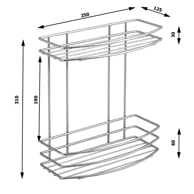 CHROM LINE podwójna półka druciana, chromowana 250x310 mm