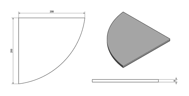 Półka narożna 200x200mm z hartowanego szkła