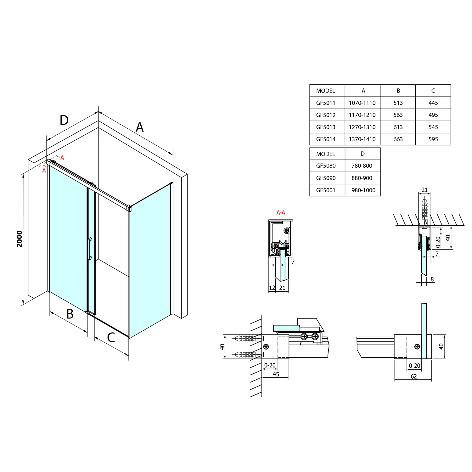 Fondura prostokątna kabina prysznicowa 1400x900mm z Coated Glass