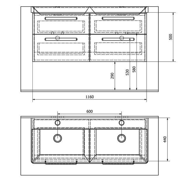 THEIA szafka umywalkowa wisząca 101,4x43,3x44,2cm biała