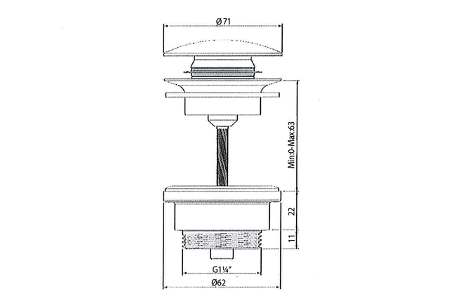 Korek umywalkowy 5/4", klik-klak, ceramiczny