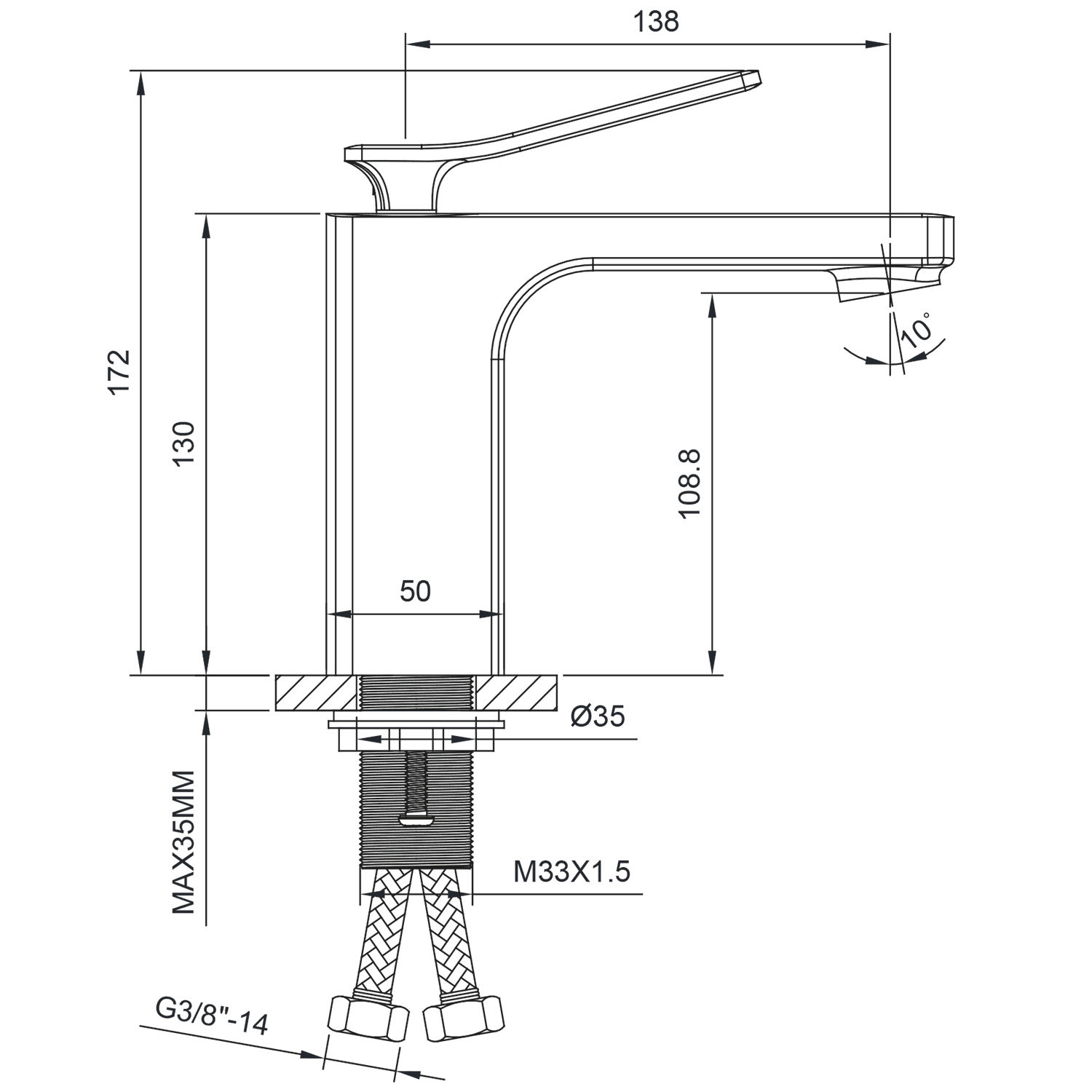 JUMPER bateria umywalkowa chrom bez odpływu (5055)