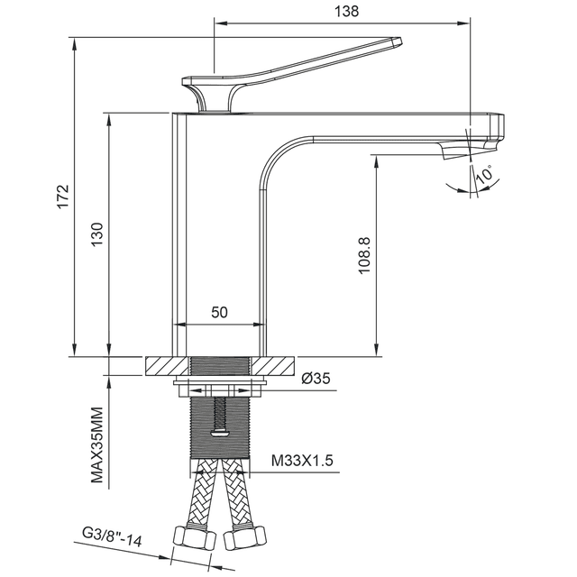 JUMPER bateria umywalkowa chrom bez odpływu (5055)