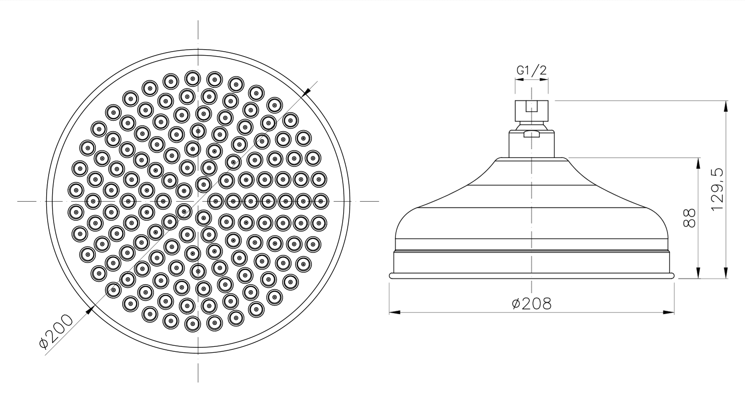 DREAMART deszczownia 208mm, chrom z funkcją antykamień