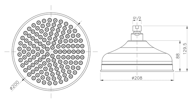 DREAMART deszczownia 208mm, chrom z funkcją antykamień