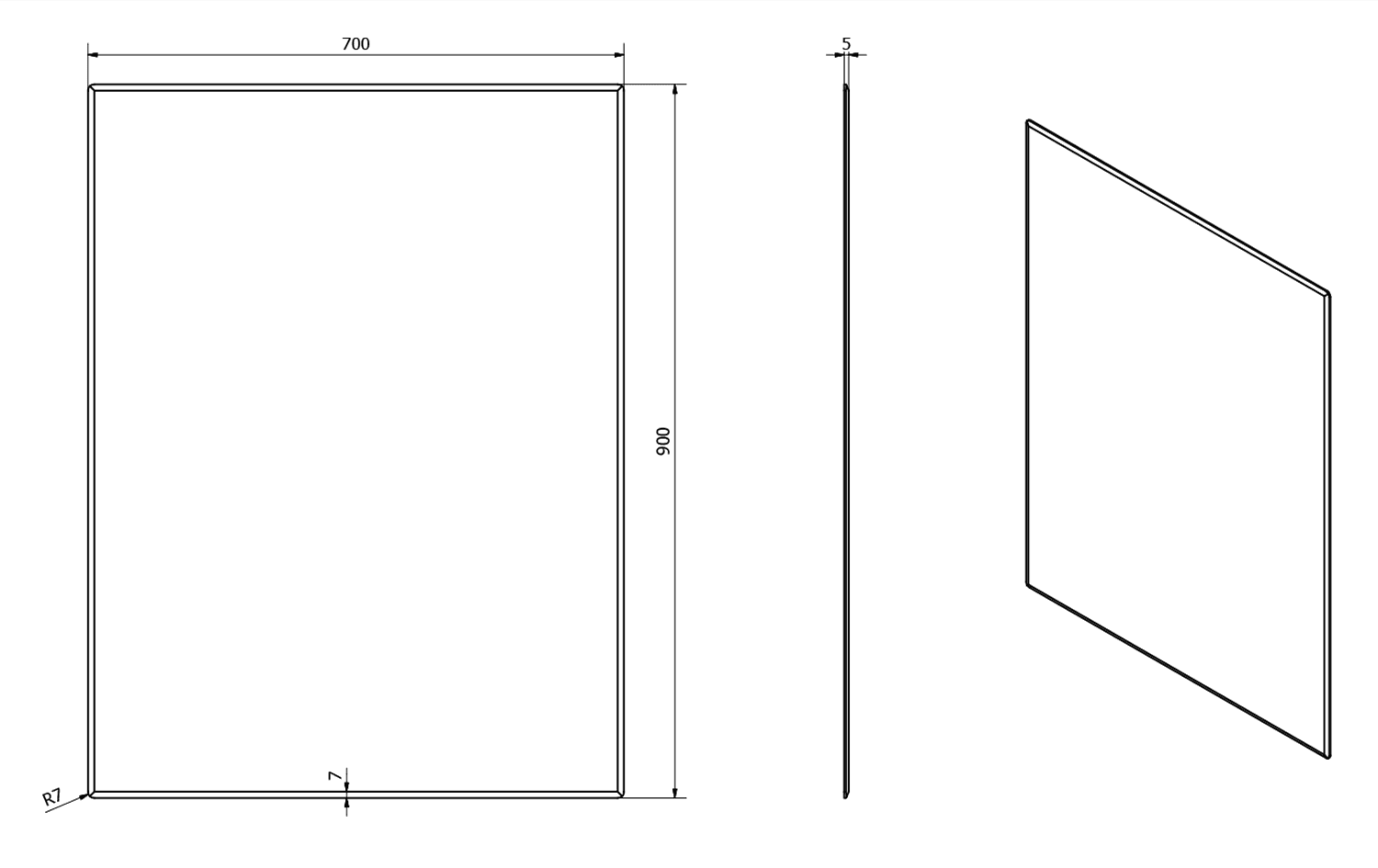 ACCORD lustro fazowane 70x90 cm, zaokrąglone rogi