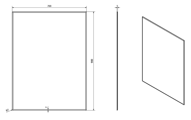 ACCORD lustro fazowane 70x90 cm, zaokrąglone rogi