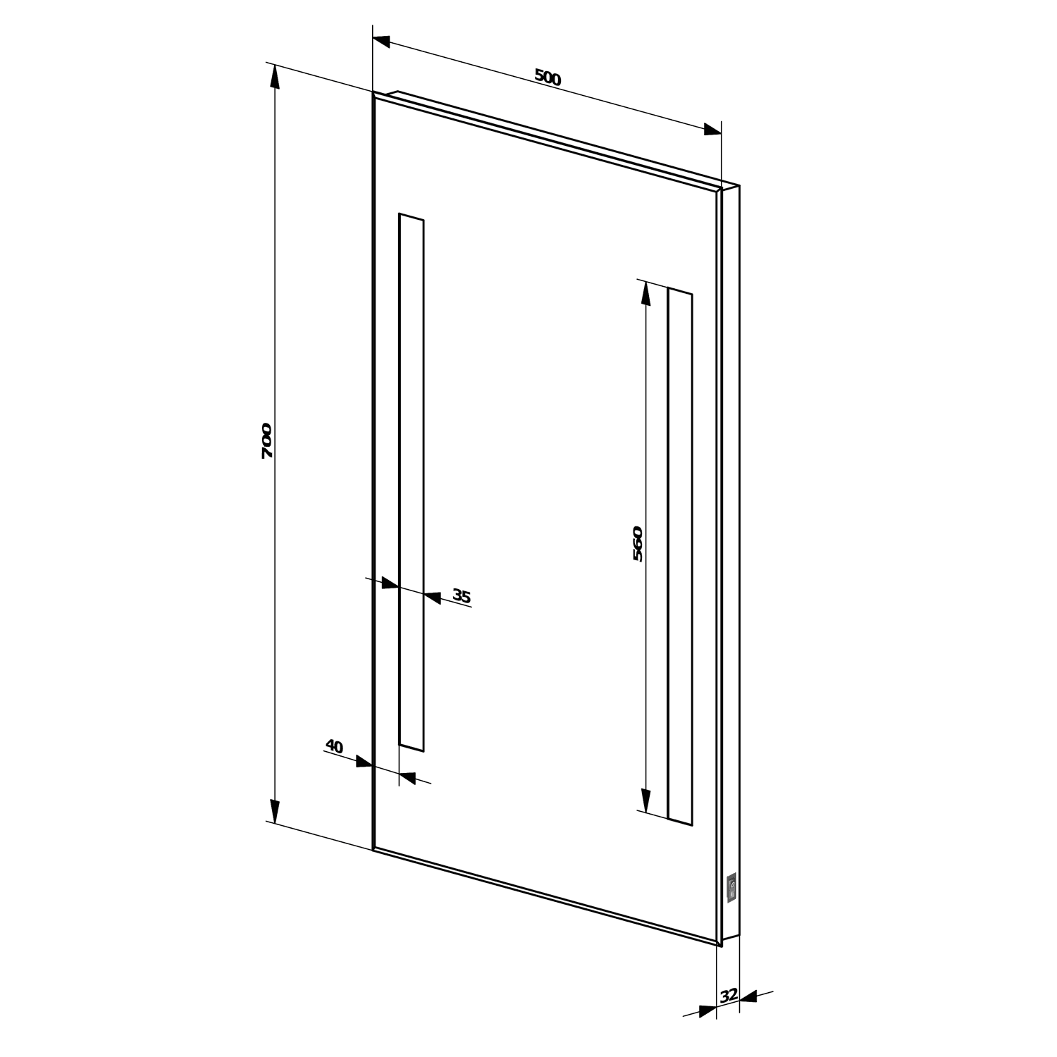 Lustro LED 50x70cm z przełącznikiem kołyskowym