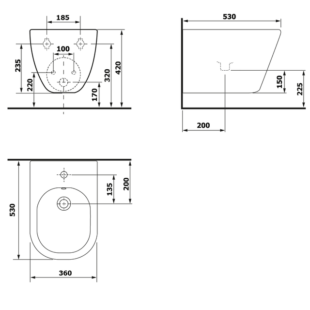 PACO bidet wiszący 36x52 cm - nowoczesny design do łazienki