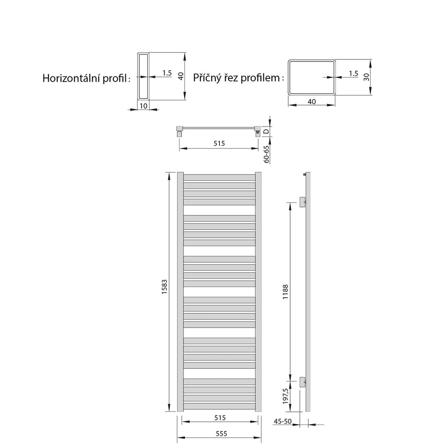 NEVEL grzejnik elektryczny 555x1583mm 690 W srebrny