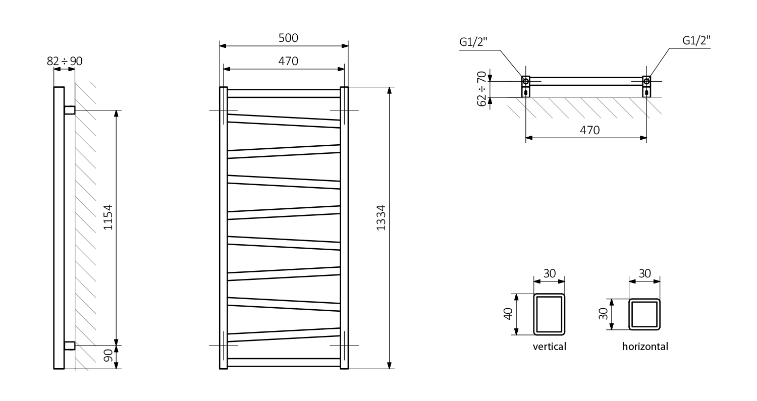 ZIG grzejnik elektryczny 500x1334 mm, 490 W, biały