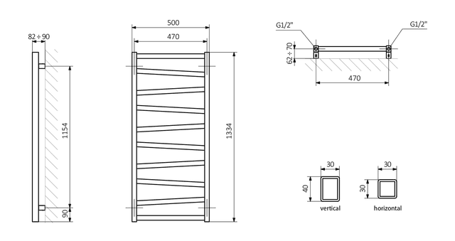 ZIG grzejnik elektryczny 500x1334 mm, 490 W, biały