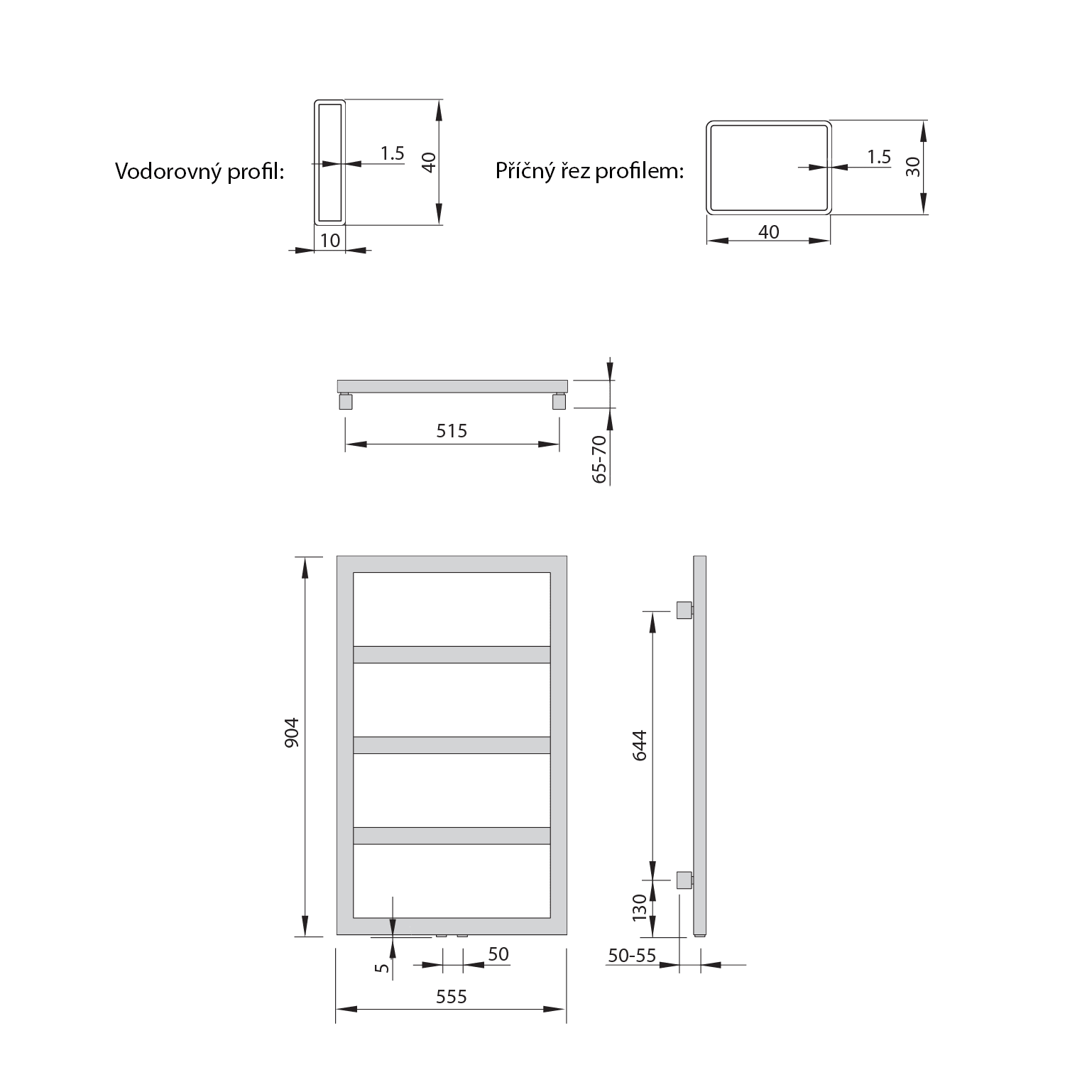 DENALI grzejnik 550x904mm 292W srebrny strukturalny
