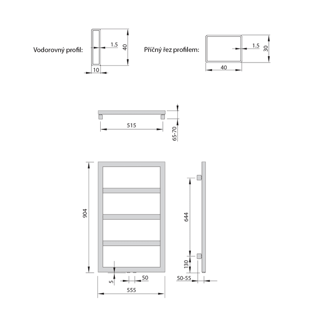 DENALI grzejnik 550x904mm 292W srebrny strukturalny