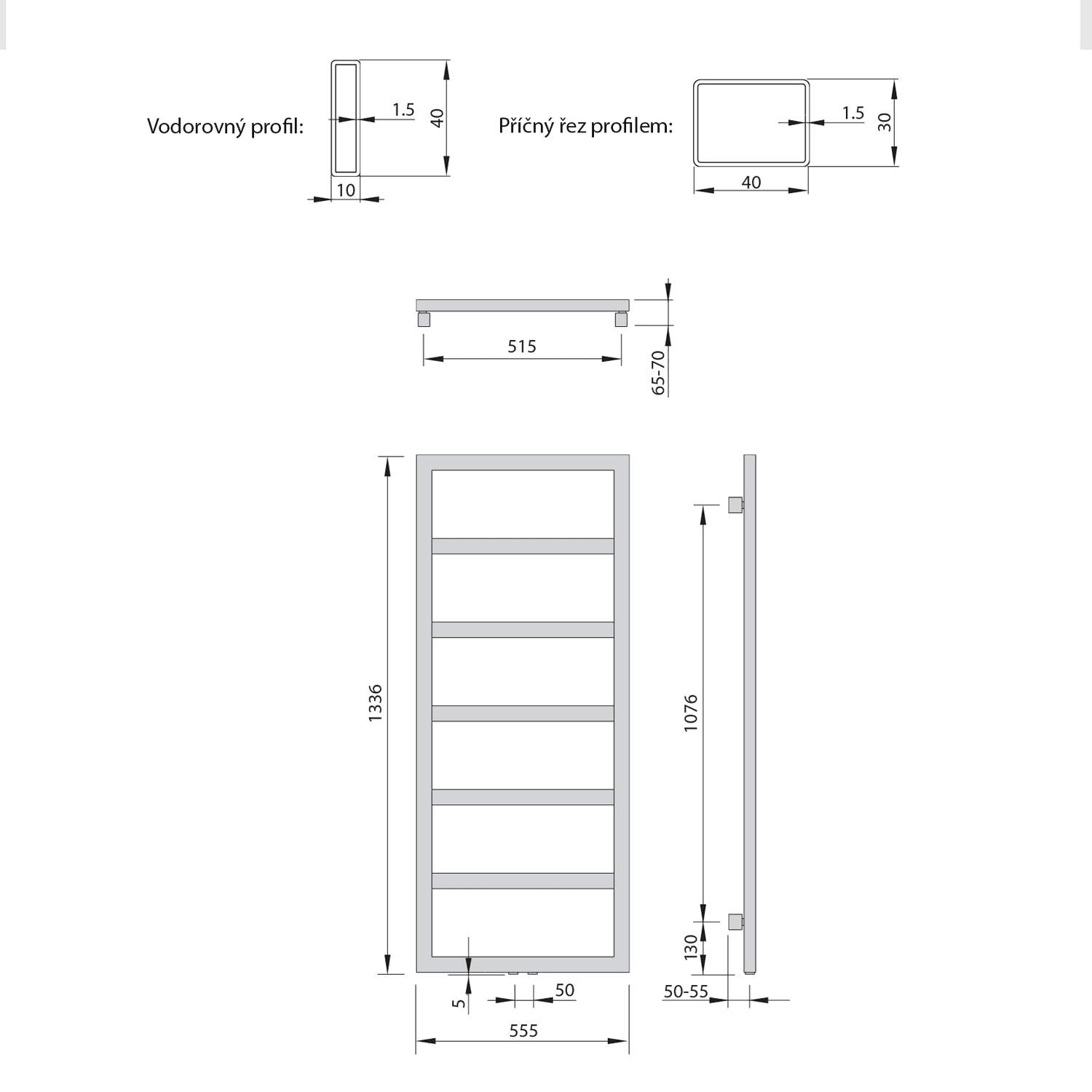 DENALI antracytowy grzejnik 550x1336mm 411W
