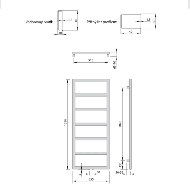 DENALI antracytowy grzejnik 550x1336mm 411W