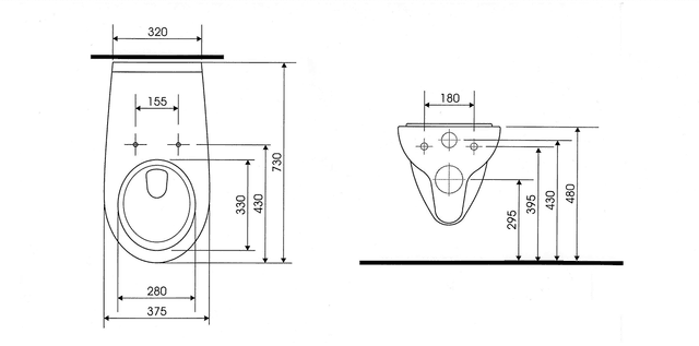 HANDICAP WC wiszące Rimless 37,5x73 cm biały