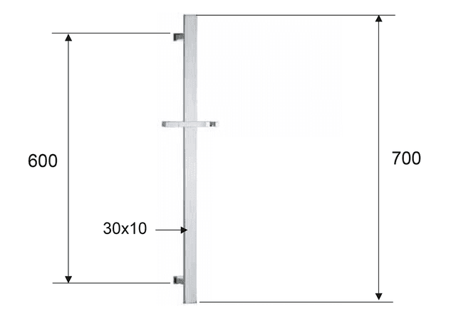 Drążek prysznicowy przesuwny kwadratowy, 700mm, czarny mat
