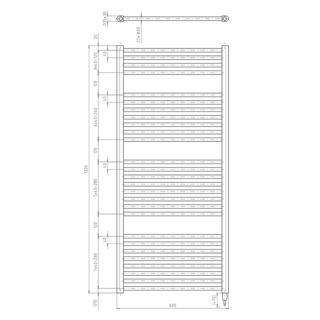 DIRECT-E grzejnik elektryczny 600W 600x1320 mm