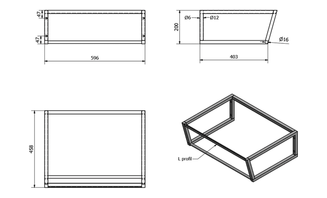 SKA Wspornik umywalki stalowy 600x200mm biały matowy