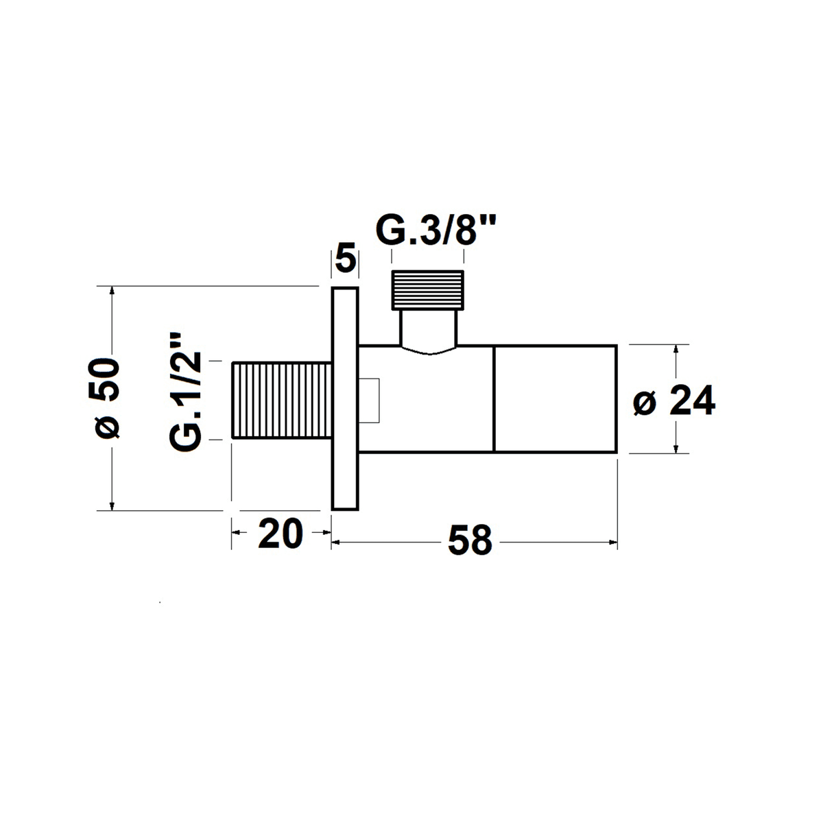 Zawór kątowy 3/8" x 1/2" biały mat (7187)