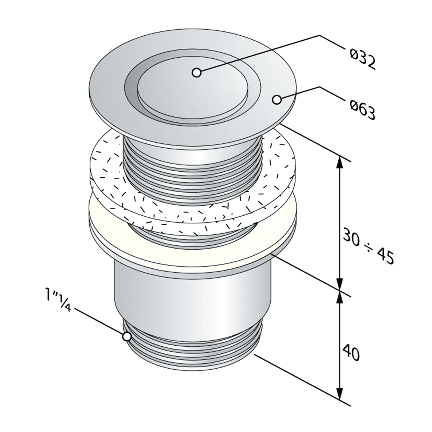 Korek umywalkowy niezamykany klik-klak chrom 5/4''
