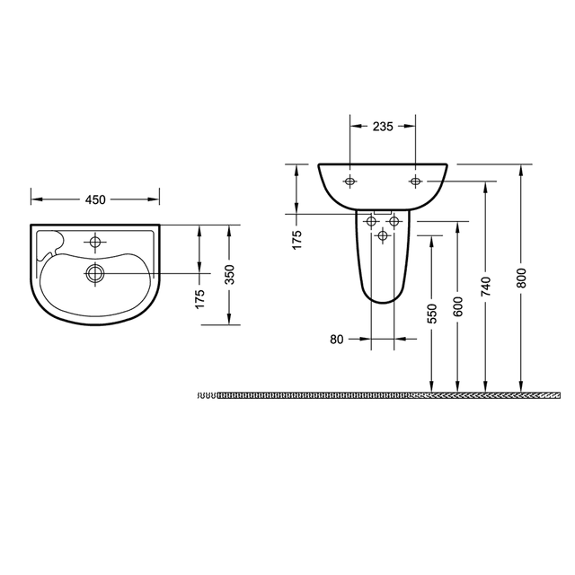 Umywalka ceramiczna SMALL 45x35 cm (3019)