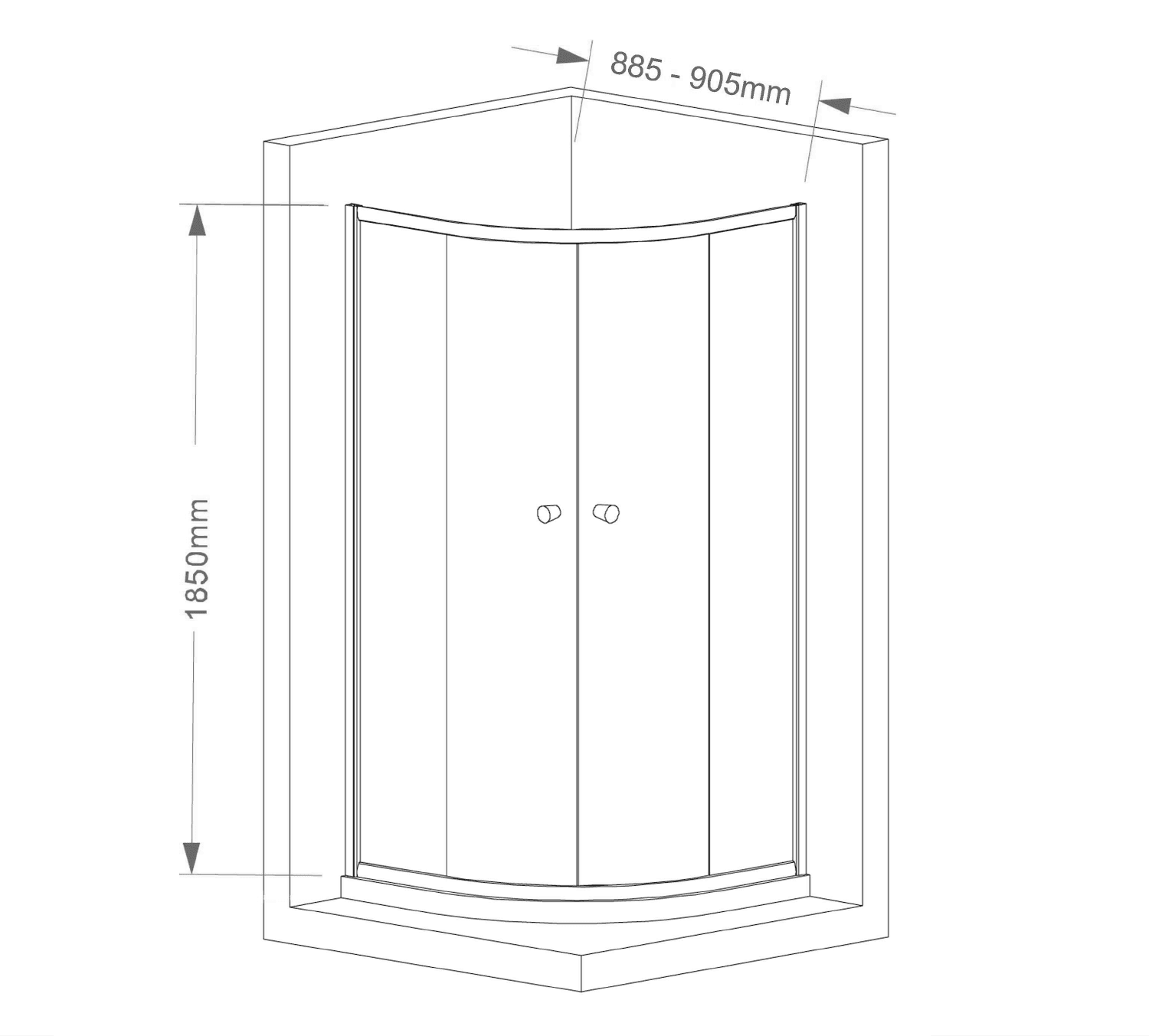 ARLETA półokrągła kabina prysznicowa 900x900mm, szkło przezroczyste