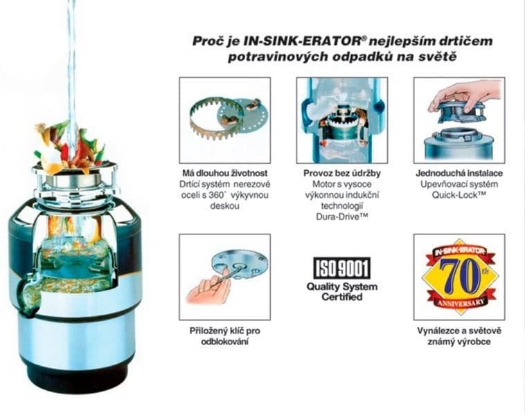IN SINK młynek do odpadów 230V 380W pneumatyczny