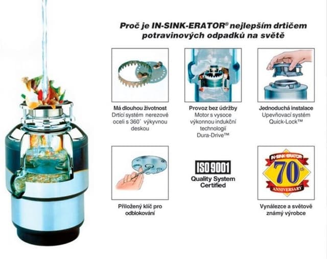 IN SINK młynek do odpadów 230V 380W pneumatyczny