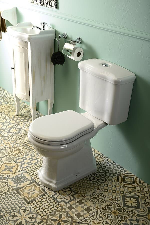 RETRO kompakt WC z odpływem poziomym, biały-chrom