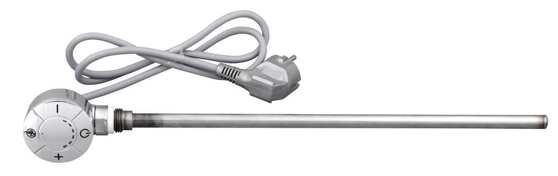 Grzałka elektryczna z termostatem 400 W, prosty kabel, chrom