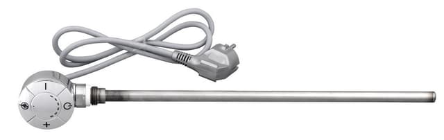 Grzałka elektryczna z termostatem 400 W, prosty kabel, chrom