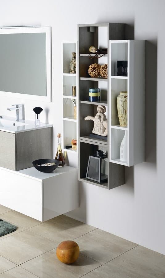 ESPACE szafka otwarta z półkami 35x94x22cm dąb srebrny