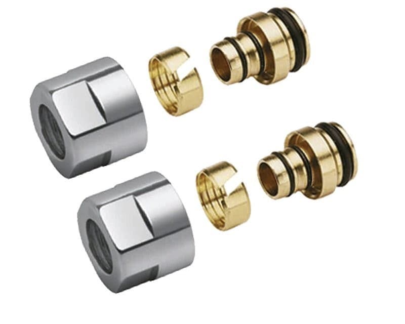 Złączki Alupex 1/2" 16mm chrom - połączenie do grzejników