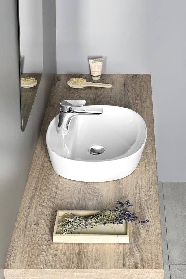 LUGANO umywalka ceramiczna nablatowa 40 cm biała