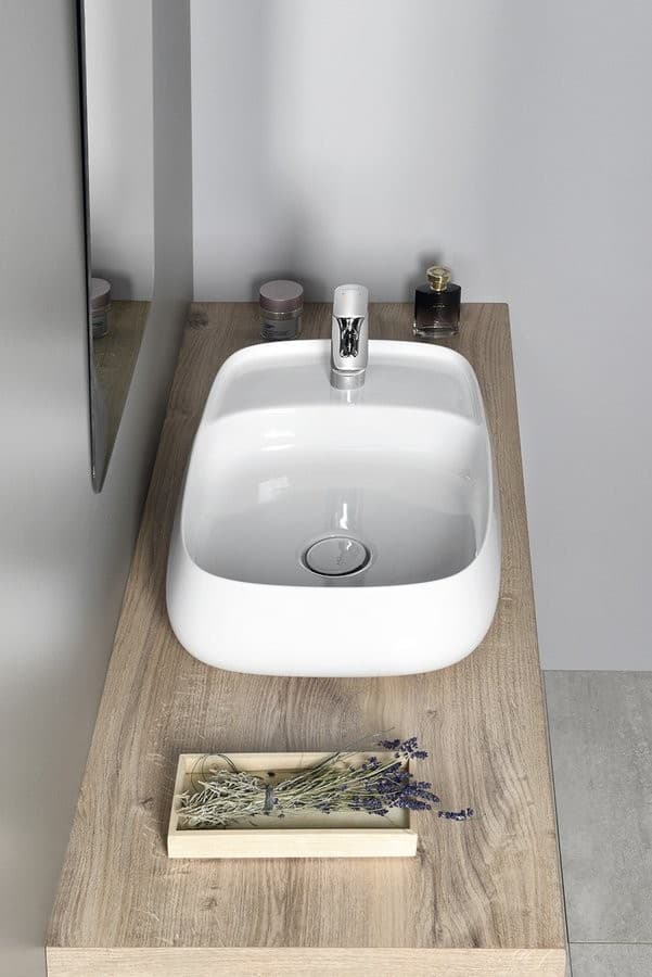 AVENTIN ceramiczna umywalka na blat 60x40cm biały