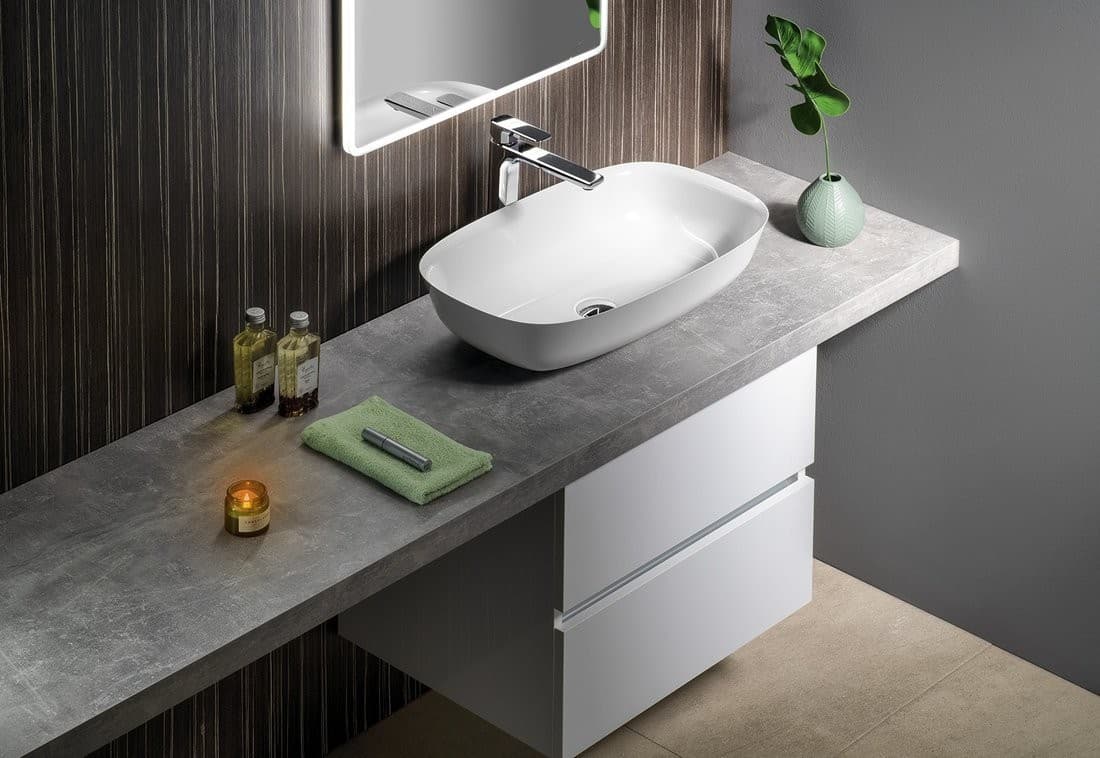 AVICE blat 90x50cm z laminatu HPL, Cementowy