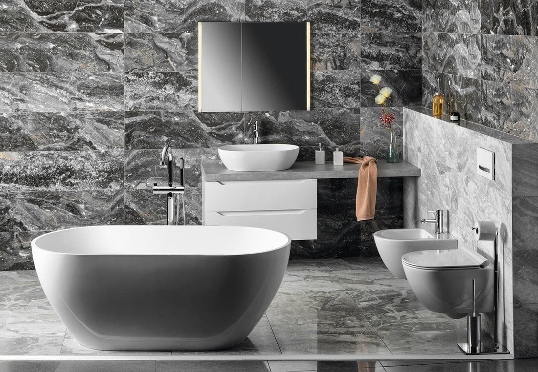AVICE blat 160x50 cm, Cement - Blat DTD z laminatem HPL