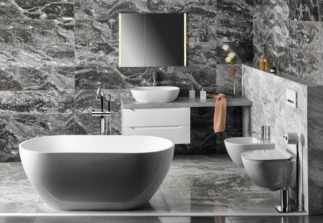 AVICE blat 160x50 cm, Cement - Blat DTD z laminatem HPL